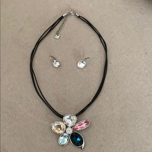 Swarovski flower necklace and earrings